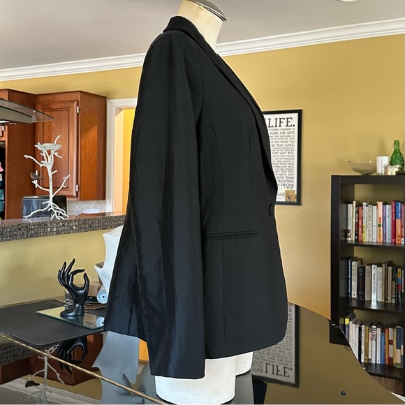 Talbots Black Silk Taffeta Single Button Blazer Evening Formal Tuxedo Jacket 12 - Picture 12 of 15